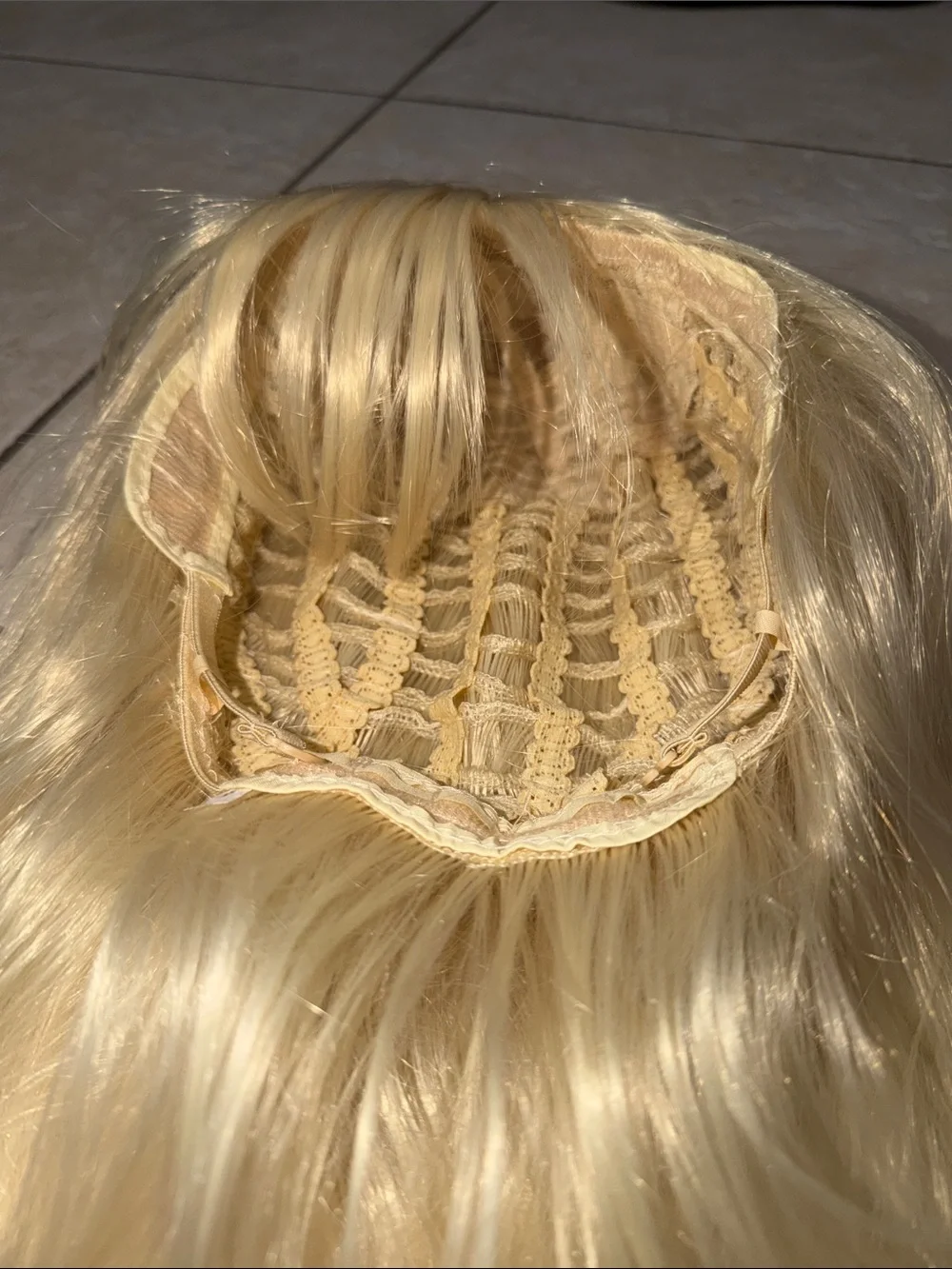 Blonde Synthetic Wig with Bangs
